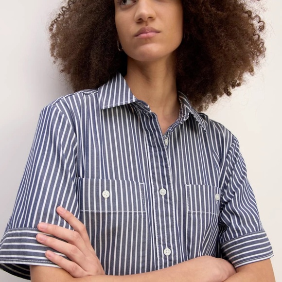 Everlane Day Tripper Dress - Navy White Striped XXS - Picture 3 of 14